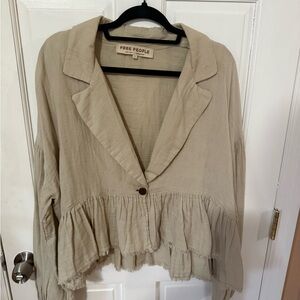 Free People Beige Ruffled Jacket